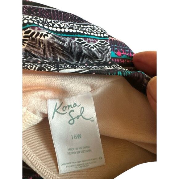 Kona Sol Women's Racerback Beach Boho Swimsuit Tankini Top Size 16W Multicolor - Picture 6 of 7